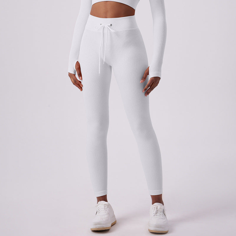 Legging de Yoga Femme Taille Haute à Cordon – Effet Galbant & Confort Extérieur