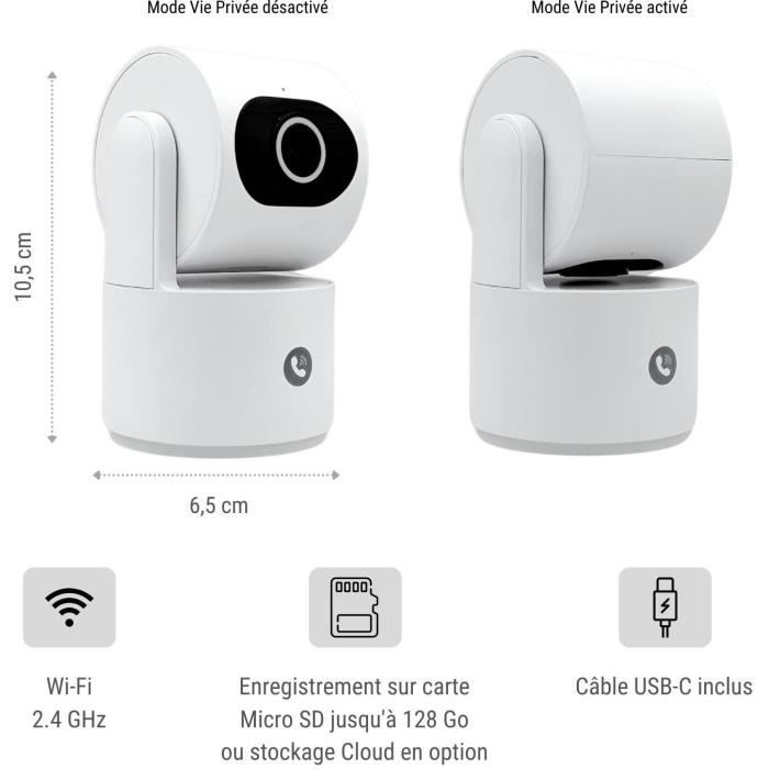 Caméra de surveillance - KONYKS - CAMINI CARE 2 - Intérieur - Wifi avec sirene et bouton d'appel vidéo