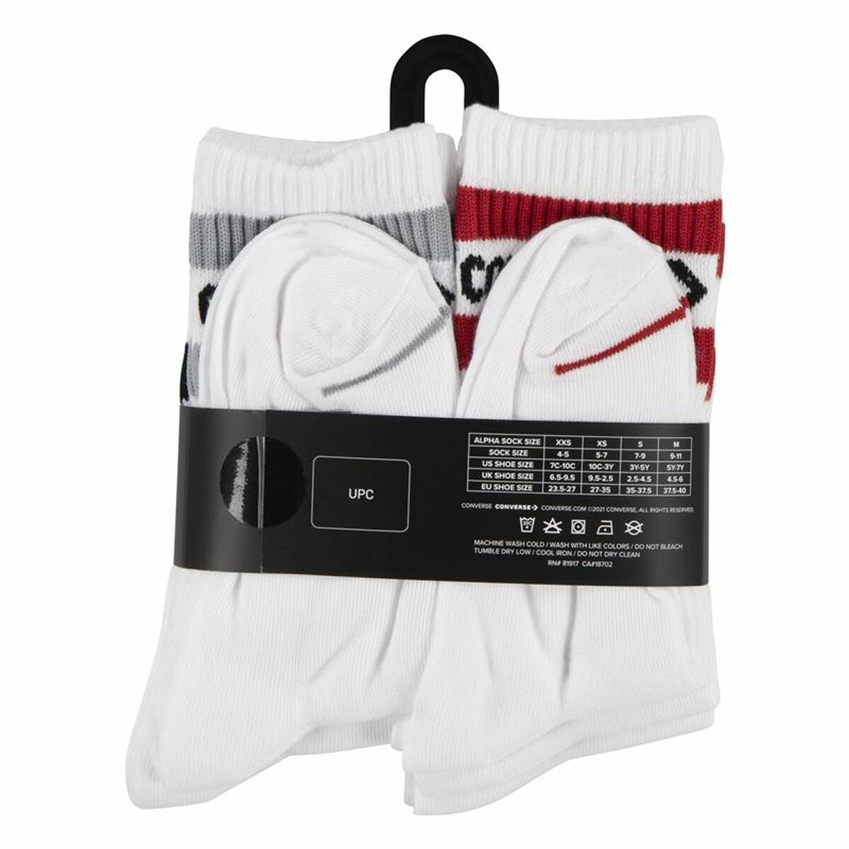 Chaussettes Converse Wordmark Crew Blanc (5-7 Ans)