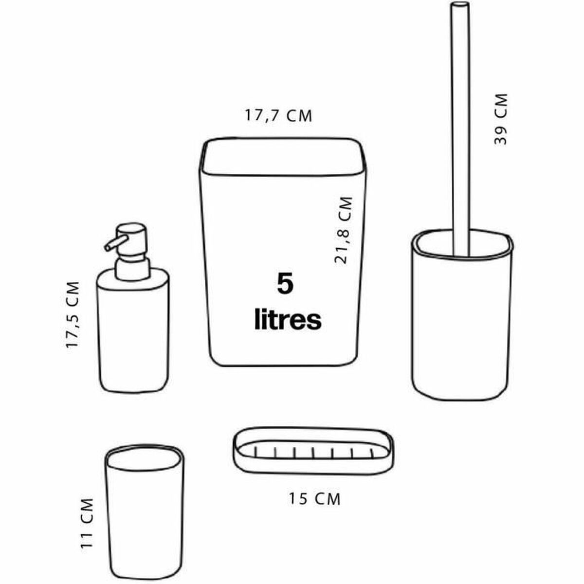 Ensemble de Bain TODAY HOY Noir Plastique Moderne (5 Unités)