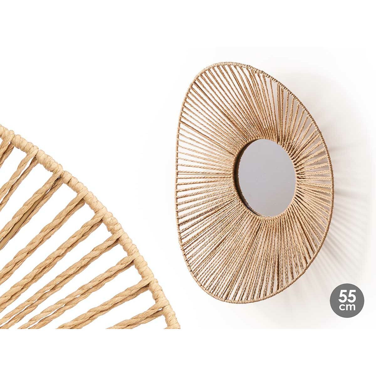 Miroir mural Gift Decor Naturel Oblongue 55 x 14 x 48 cm (4 Unités)