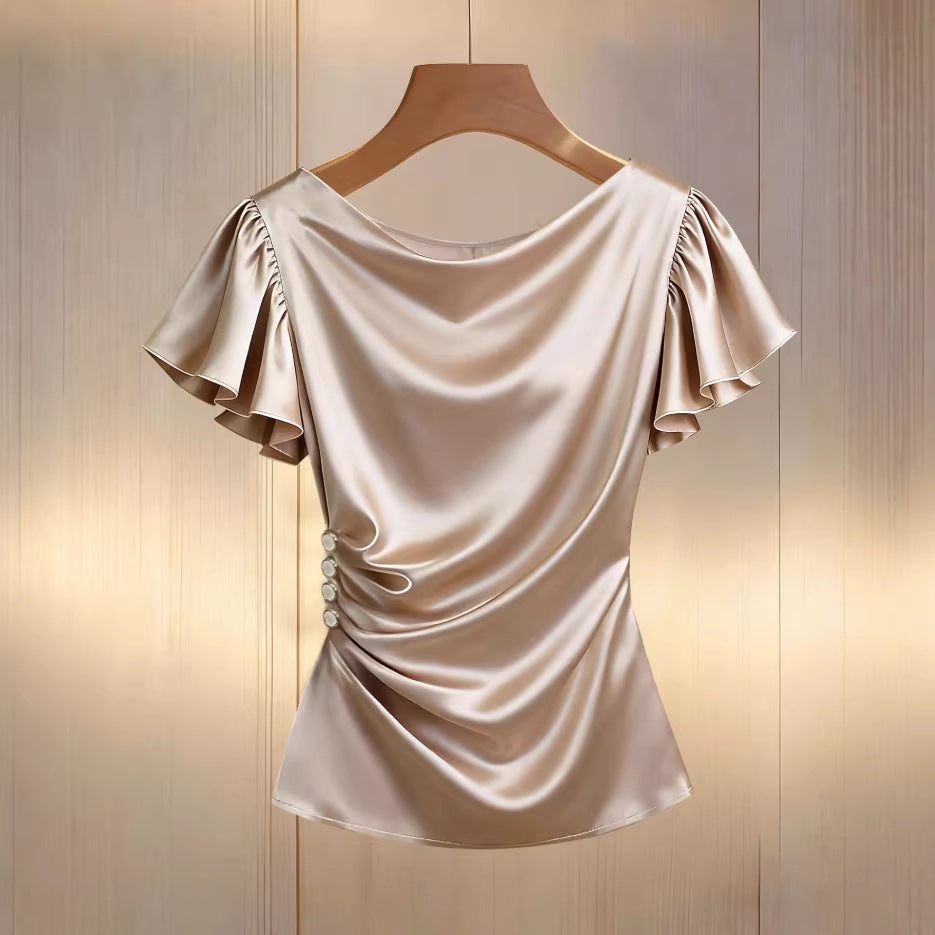 Top Femme Élégant Plissé – Coupe Fluide Khaki