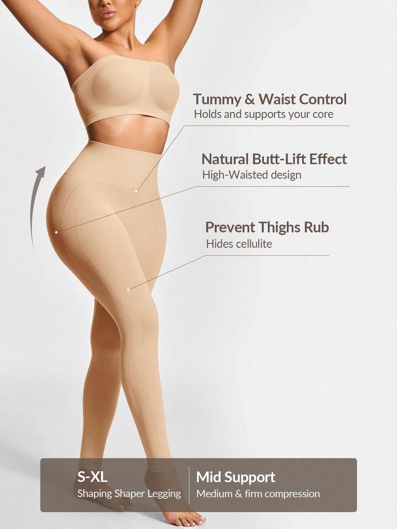 Legging Gainant Femme Taille Haute – Effet Push-Up & Ventre Plat