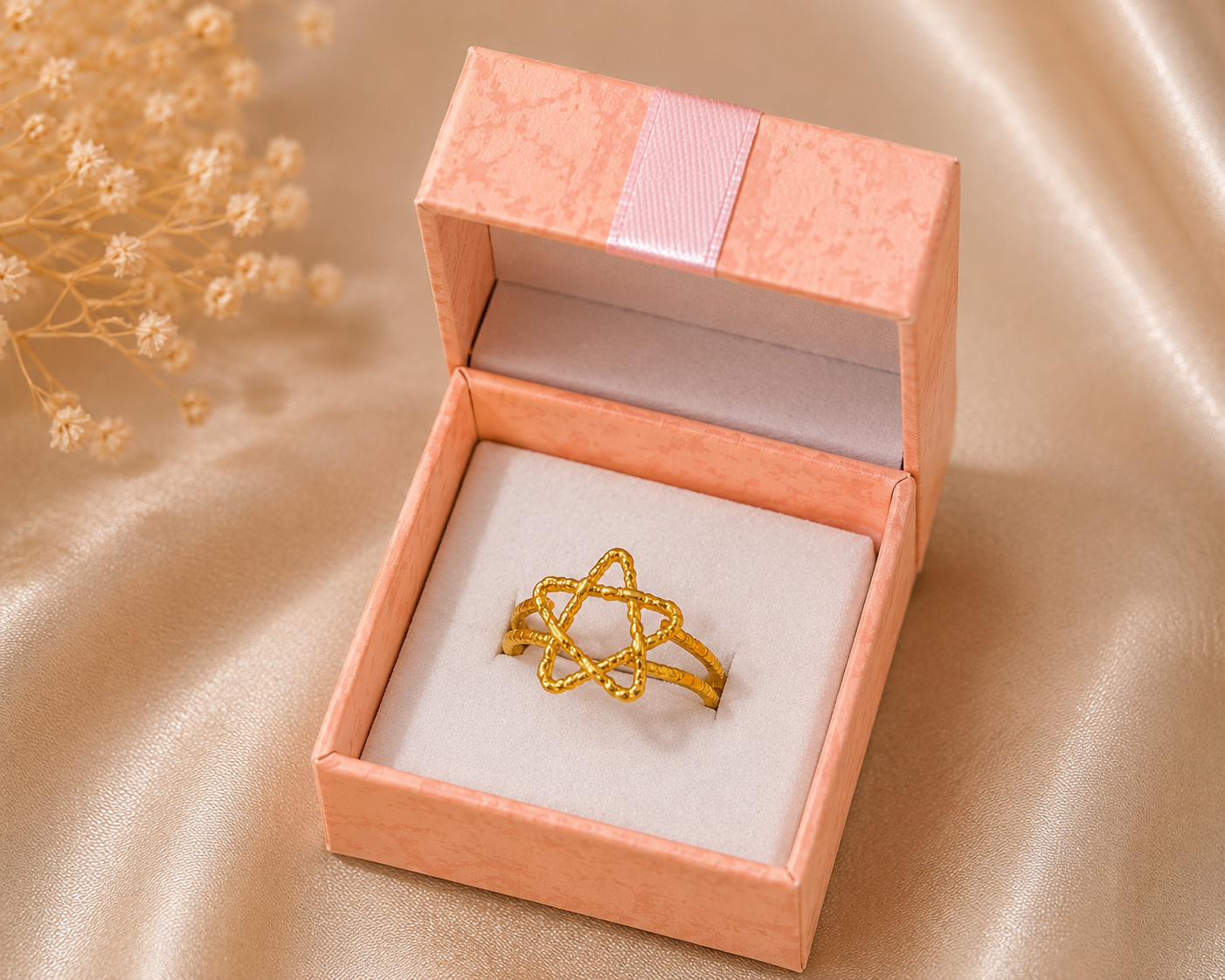 Bague étoile dorée ajustable en acier inoxydable – élégante & tendance