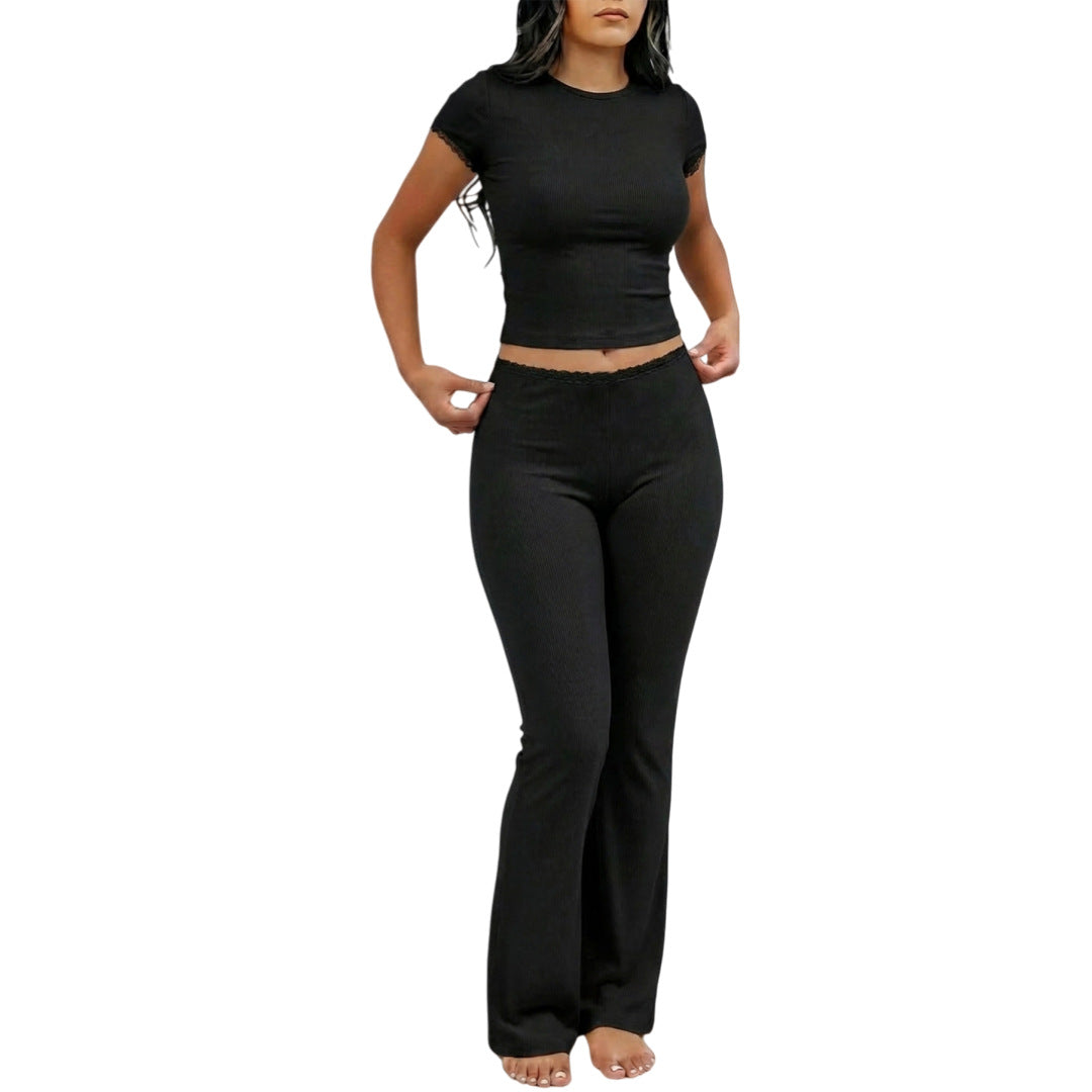 Ensemble Élégance – T-shirt Ajusté & Pantalon Taille Haute