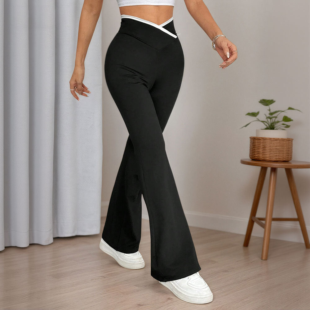 Pantalon Femme Évasé Taille Haute – Stretch Gainant & Chic