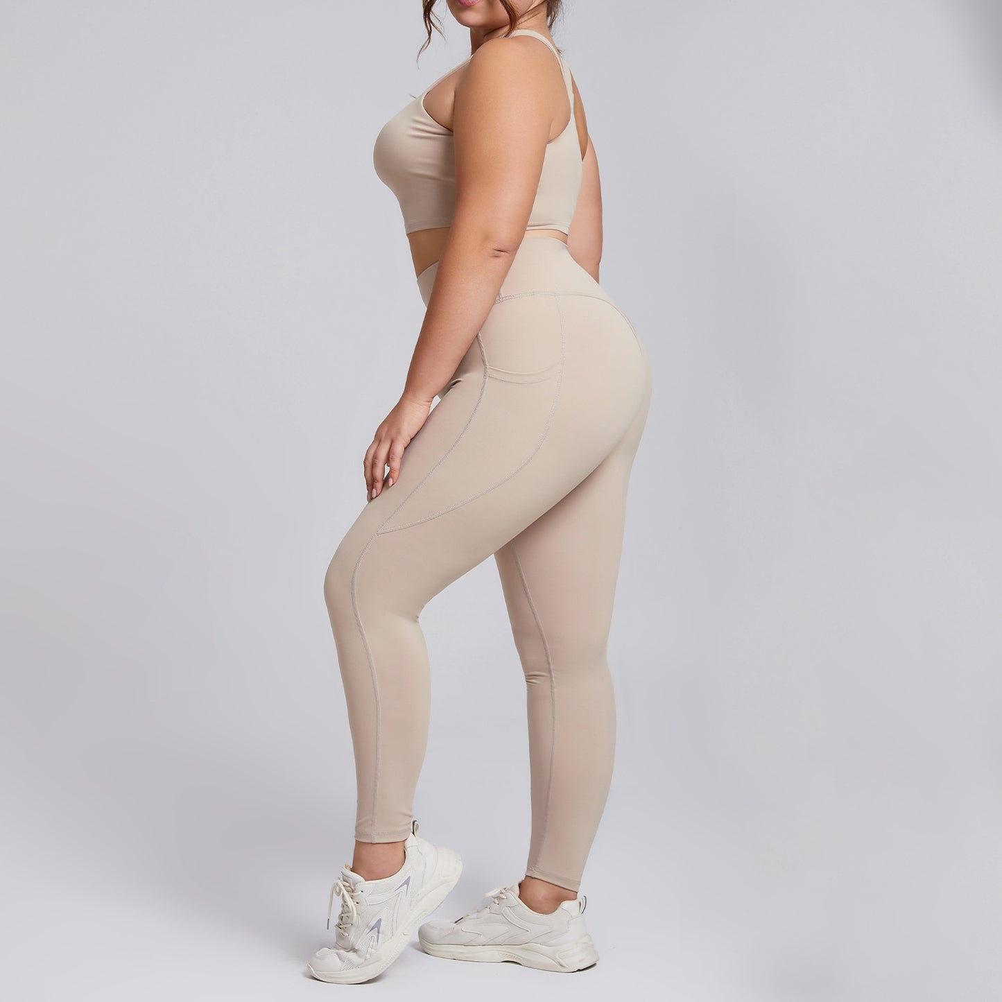 Legging Yoga Femme Grande Taille Taille Haute avec Poches – Confort & Maintien