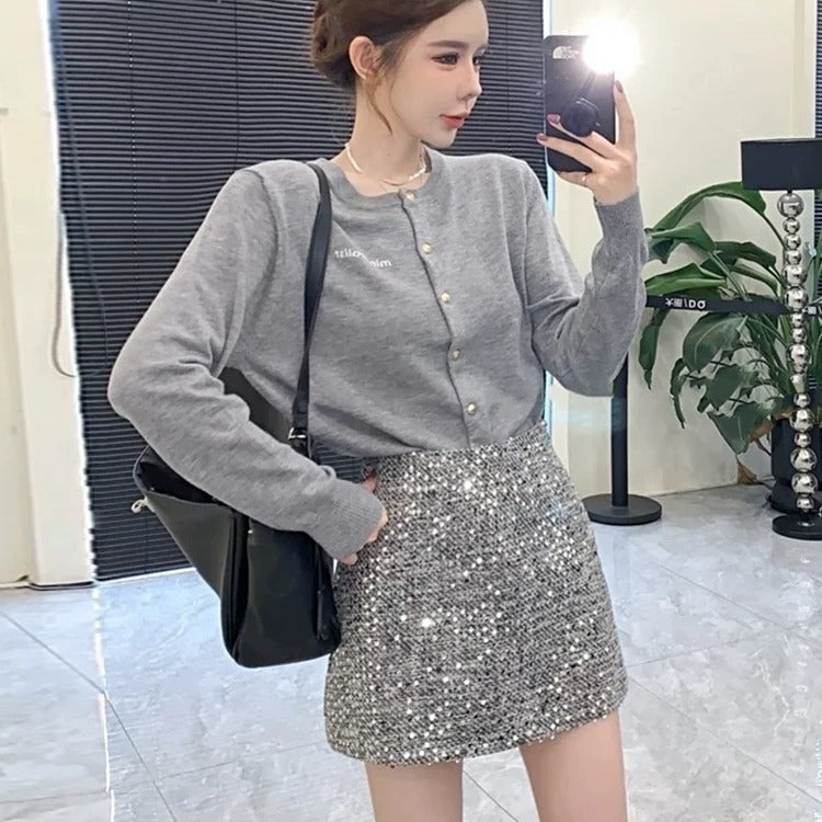 Jupe Femme Taille Haute Perlée – Coupe Moulante & Élégante