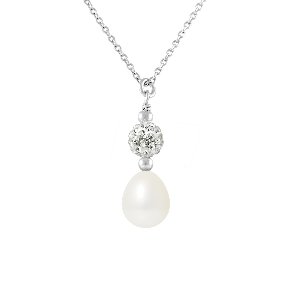 PERLINEA- Collier- Perle de Culture d'Eau Douce- Diamètre 8-9 mm Blanc- Bijou Femme- Argent 925 Millièmes