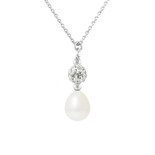 PERLINEA- Collier- Perle de Culture d'Eau Douce- Diamètre 8-9 mm Blanc- Bijou Femme- Argent 925 Millièmes