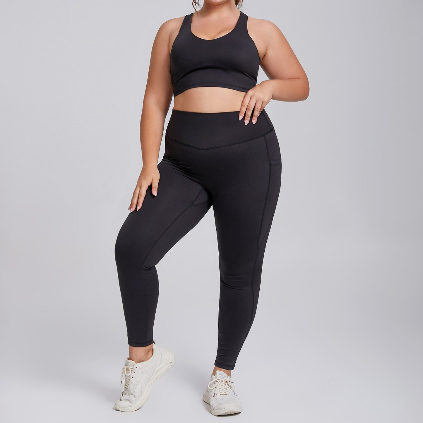 Legging Yoga Femme Grande Taille Taille Haute avec Poches – Confort & Maintien