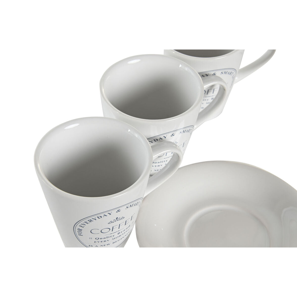 Lot de tasses avec soucoupes DKD Home Decor Métal Blanc Grès 180 ml