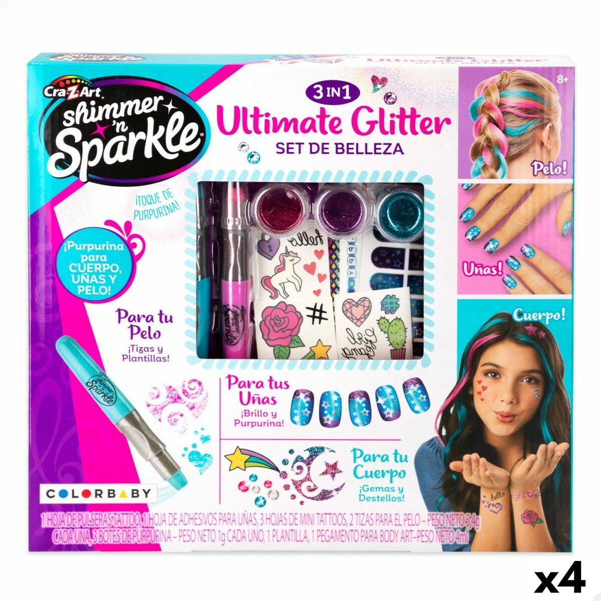 Ensemble de beauté enfant 4 pièces – Ongles, paillettes & accessoires