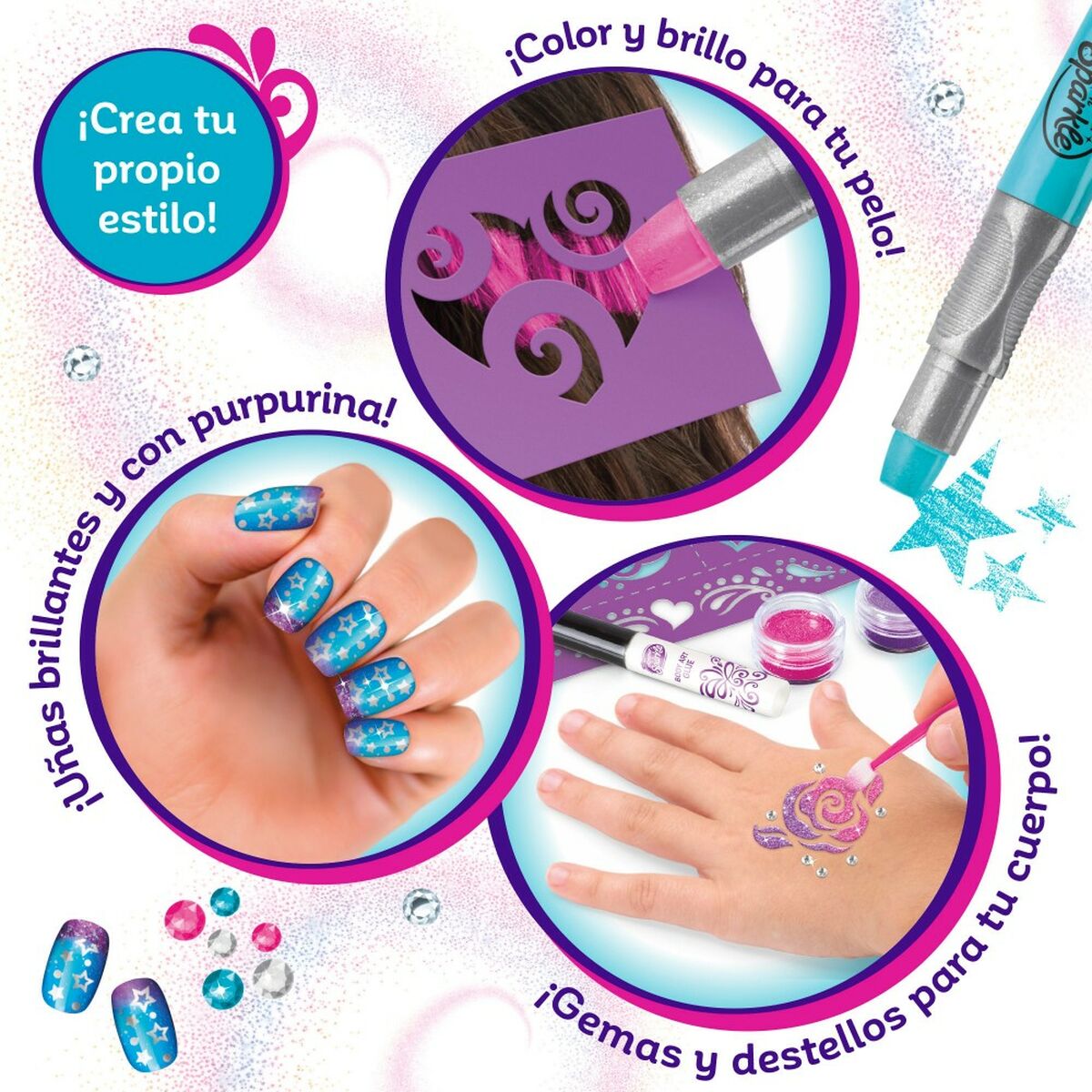 Ensemble de beauté enfant 4 pièces – Ongles, paillettes & accessoires