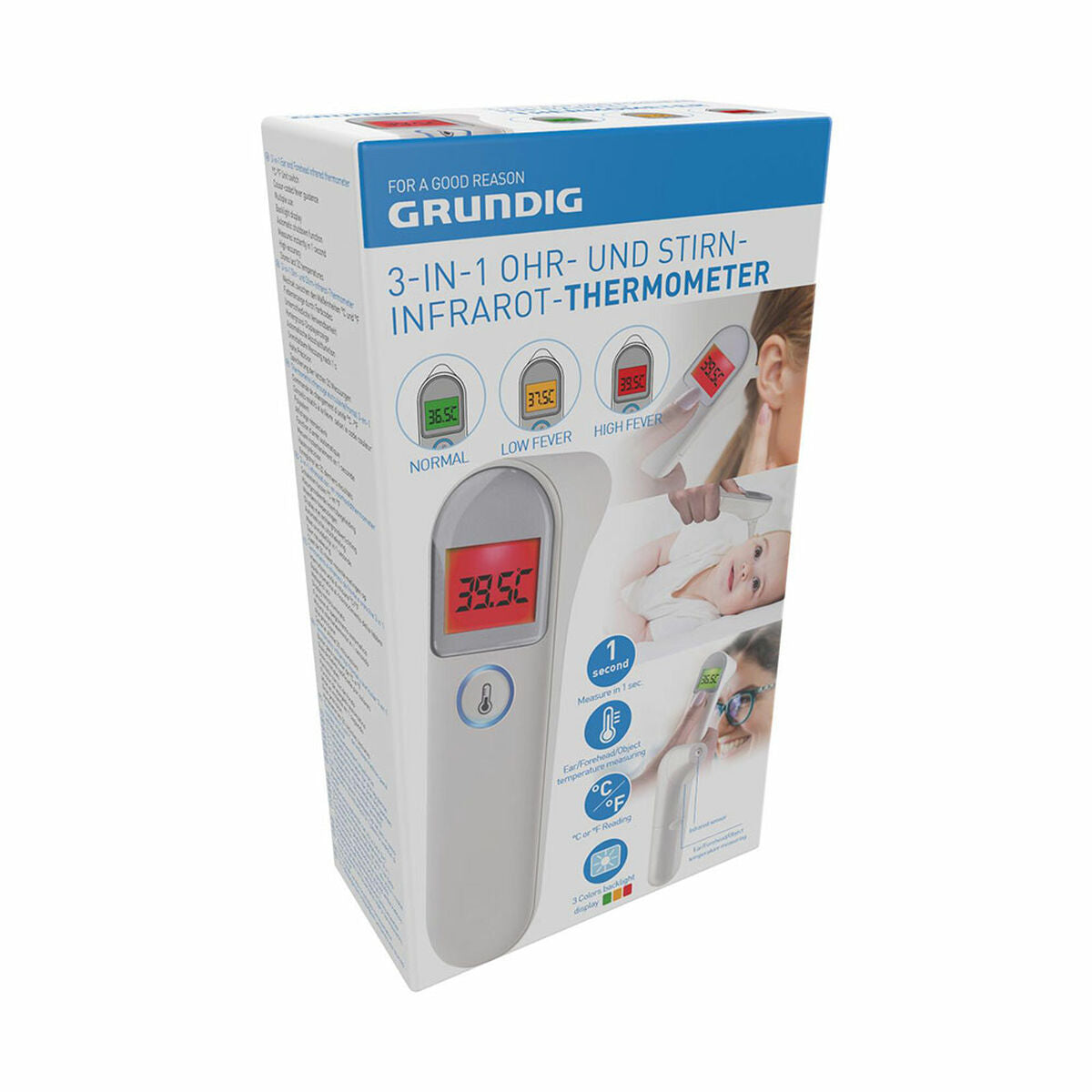 Thermomètre Infrarouge Grundig 3-en-1 – Rapide, Précis & Sans Contact