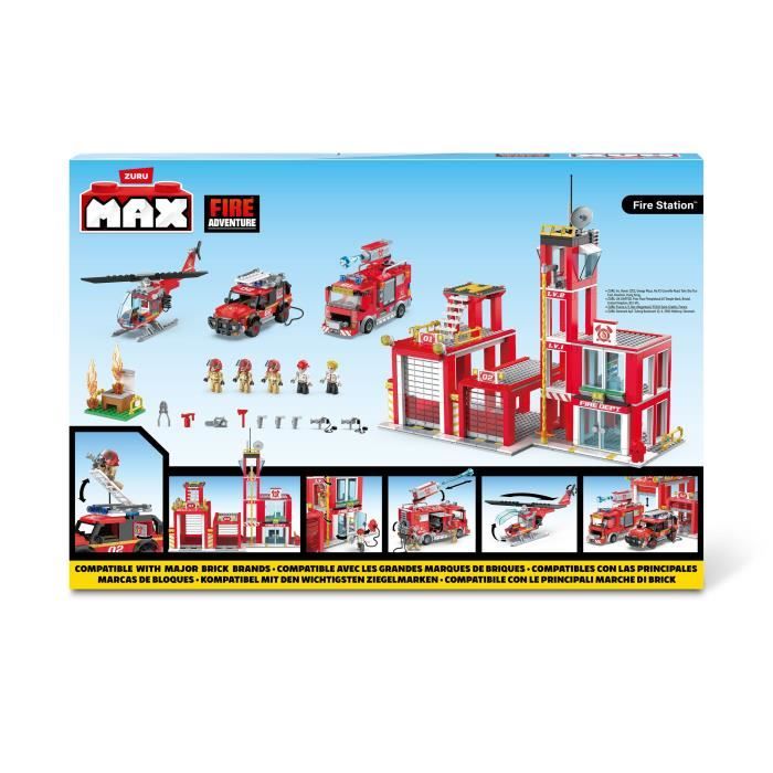 Set de Construction - ZURU - Fire Station Large (976 pieces) - Crée une caserne de pompiers avec véhicules et accessoires