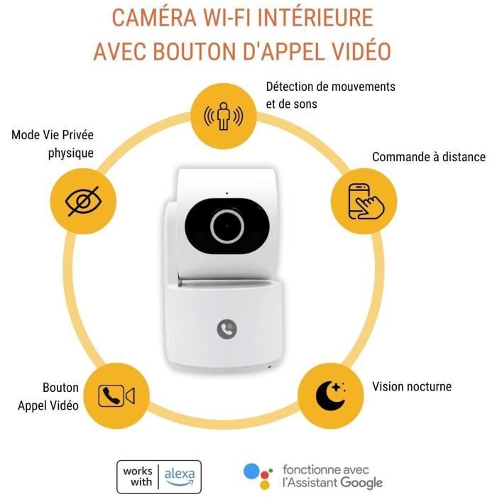 Caméra de surveillance - KONYKS - CAMINI CARE 2 - Intérieur - Wifi avec sirene et bouton d'appel vidéo