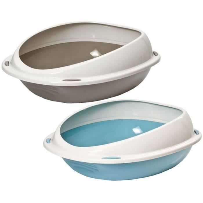 Bac a litiere - AIMÉ - Oval avec rebord amovible - Pour Chat - 45 x 36 x 15,5 cm