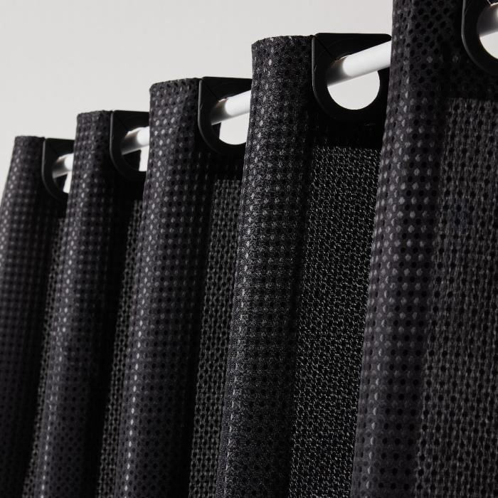 Rideau de douche gauffré - Black - Polyester - 180 x 200 cm - 12 crochets - UTILITY - TODAY