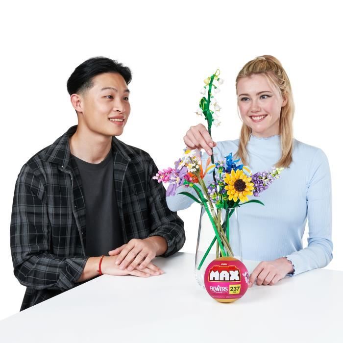 Set de construction - ZURU - Long Flowers - 243 pieces max - 10 designs - Bouquet a assembler