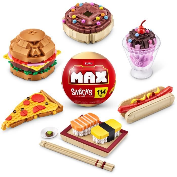 Set de construction - ZURU - Snack - 200 pieces max - 6 snacks - Burger, glace ou sushi