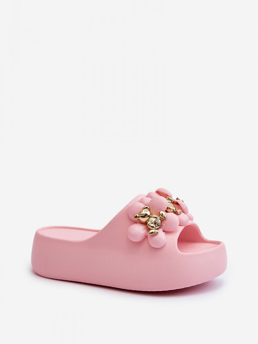 🩷 Claquettes à perles dorées