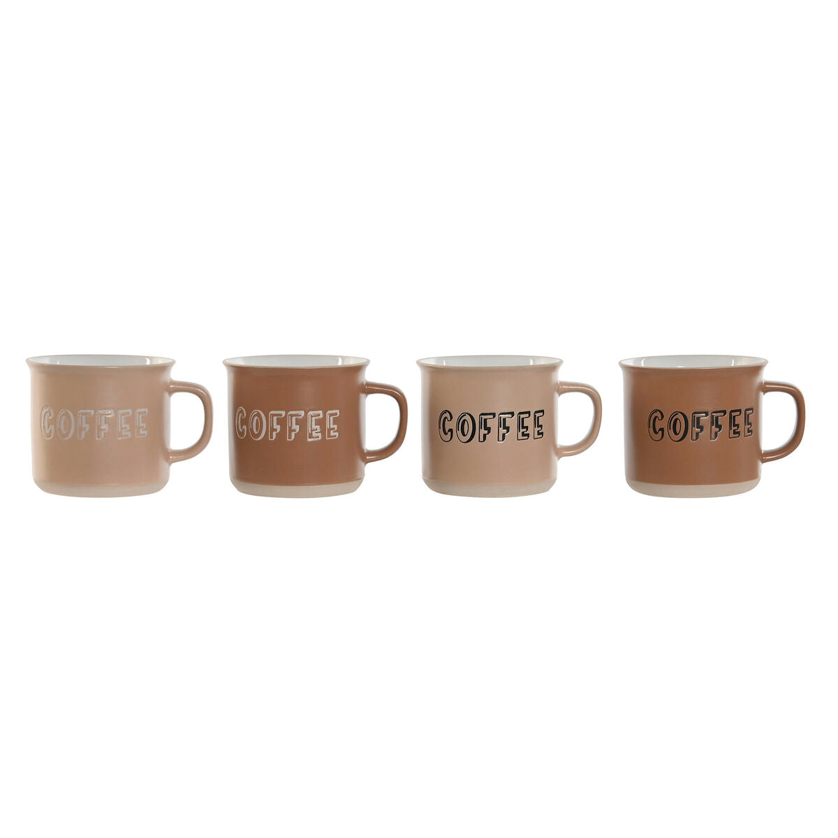 Ensemble de 4 mugs Home ESPRIT Marron Grès 285 ml 9 x 7 x 8 cm