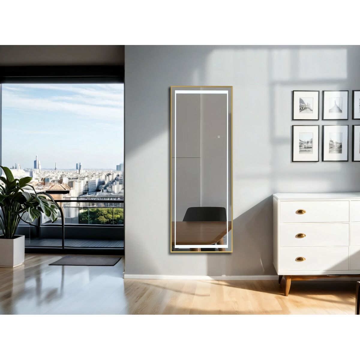 Miroir sur Pied Home ESPRIT Doré Aluminium 50 x 0,5 x 150 cm