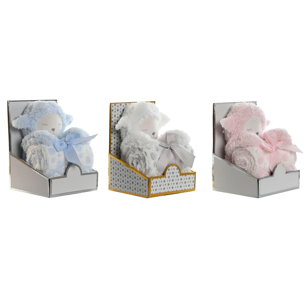 Coffret Bébé Home ESPRIT Bleu Beige Rose Polyester (3 Unités)