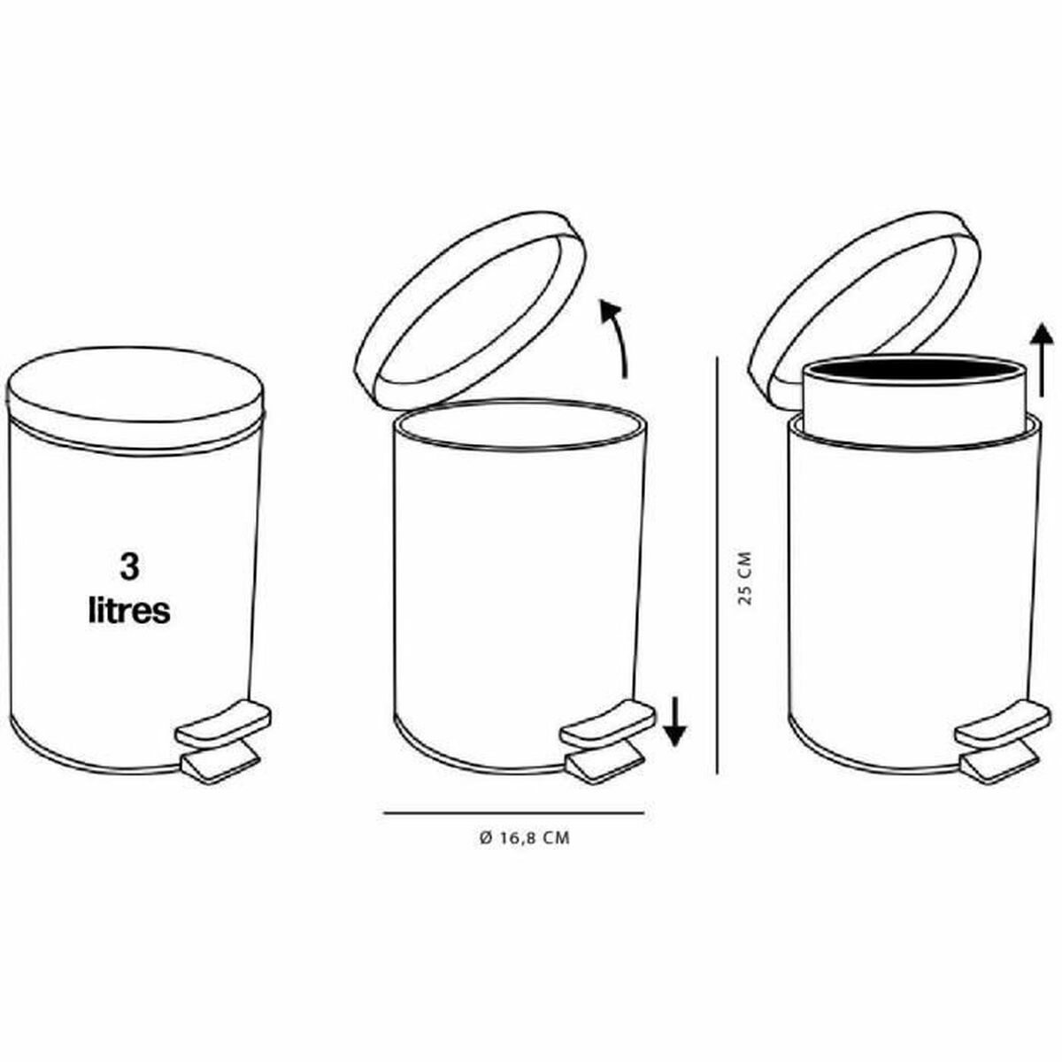 Poubelle TODAY Rose 3 L