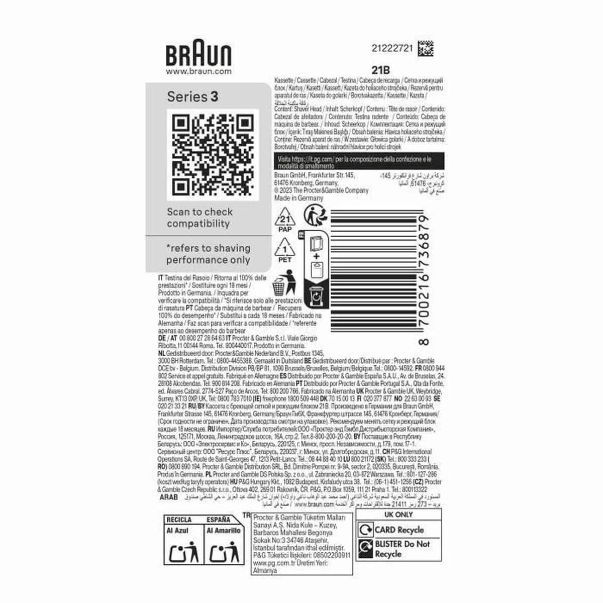 Tête de rechange Braun Series 3