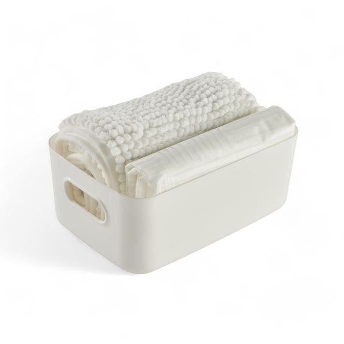 Set de douche - TODAY - UTILITY - Panier, tapis, rideau - White