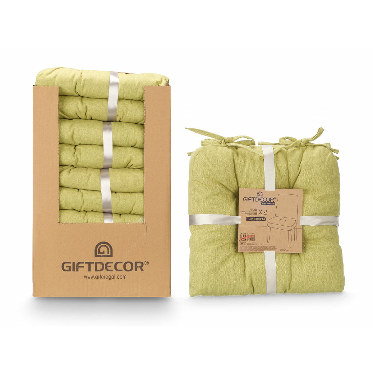 Ensemble de coussins Gift Decor Vert 40 x 40 x 7 cm 2 Pièces (6 Unités)