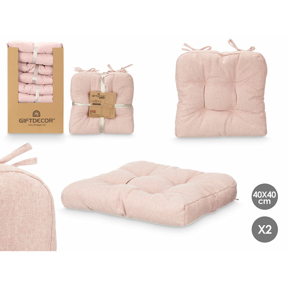 Ensemble de coussins Gift Decor Rose 40 x 40 x 7 cm 2 Pièces (6 Unités)