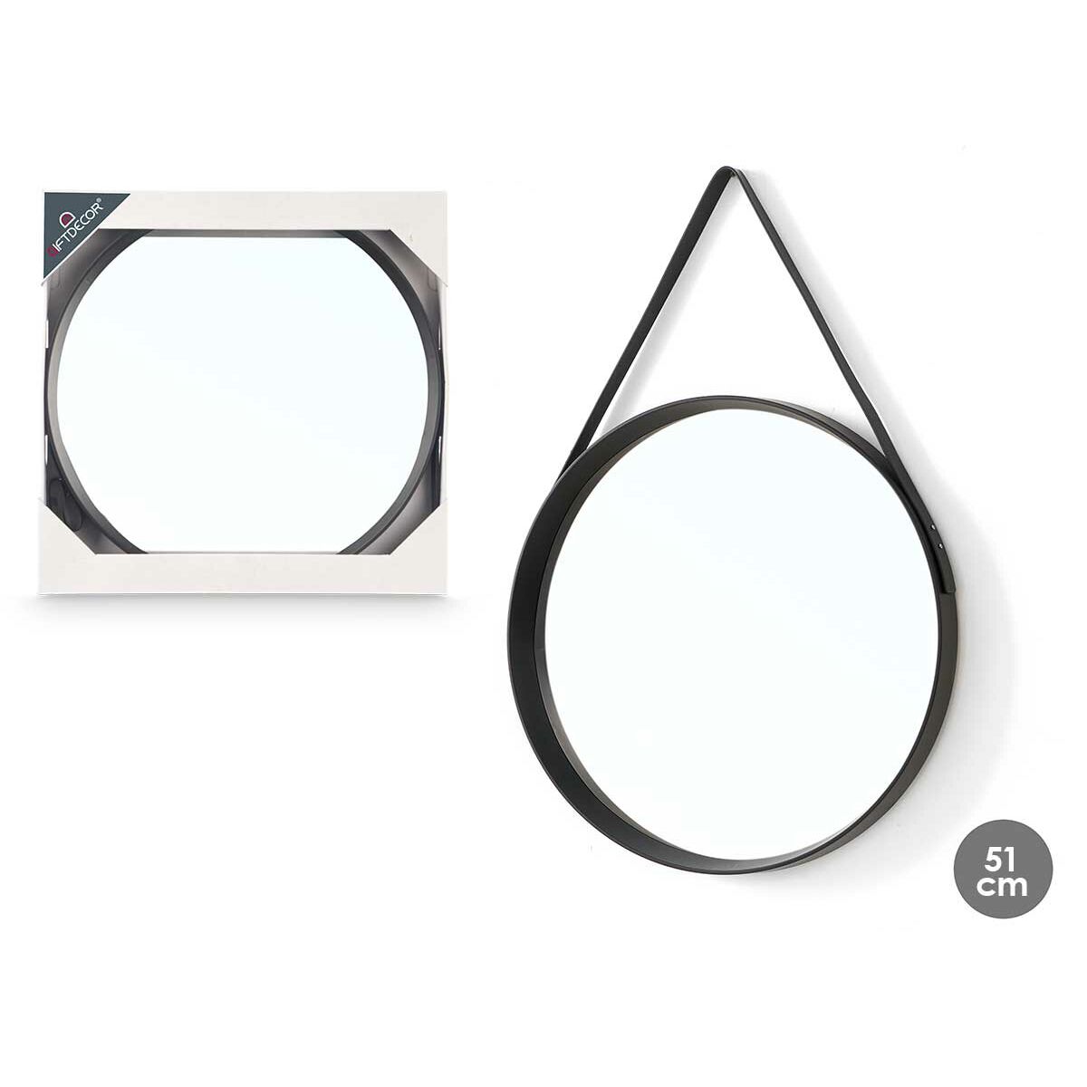 Miroir mural Gift Decor Noir 51 x 4,5 x 76 cm (6 Unités)