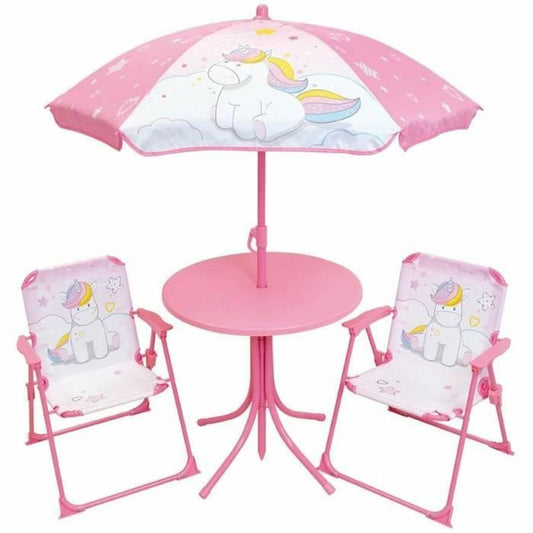 Ensemble Table + 2 Chaises Fun House Unicorn Rose