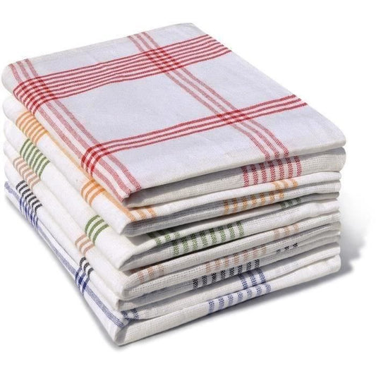 Lot de 6 torchons de cuisine - HOME LINGE PASSION - 100% Coton - 50 x 70 cm - Multicolore a carreaux