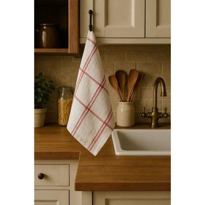 Lot de 6 torchons de cuisine - HOME LINGE PASSION - 100% Coton - 50 x 70 cm - Multicolore a carreaux
