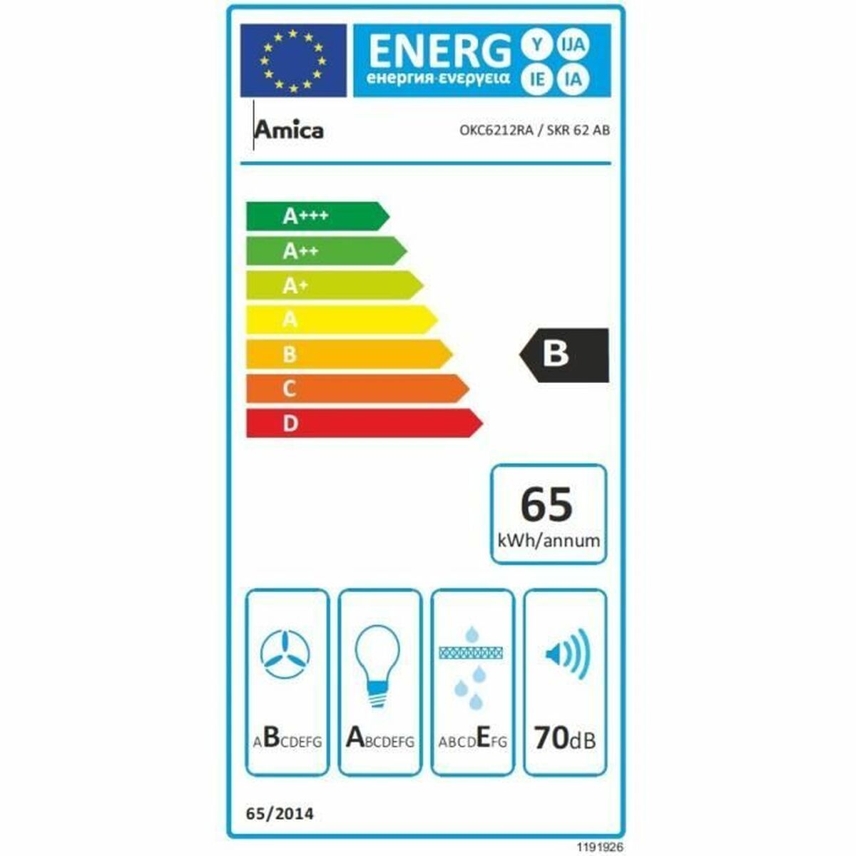 Hotte standard Amica OKC6212RA Noir
