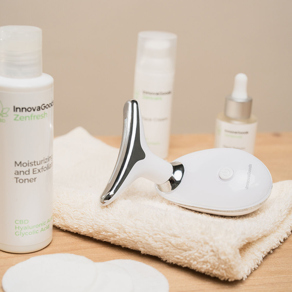 Appareil de Massage Visage & Cou – LED, EMS & Chaleur – Raffermissant Selora InnovaGoods