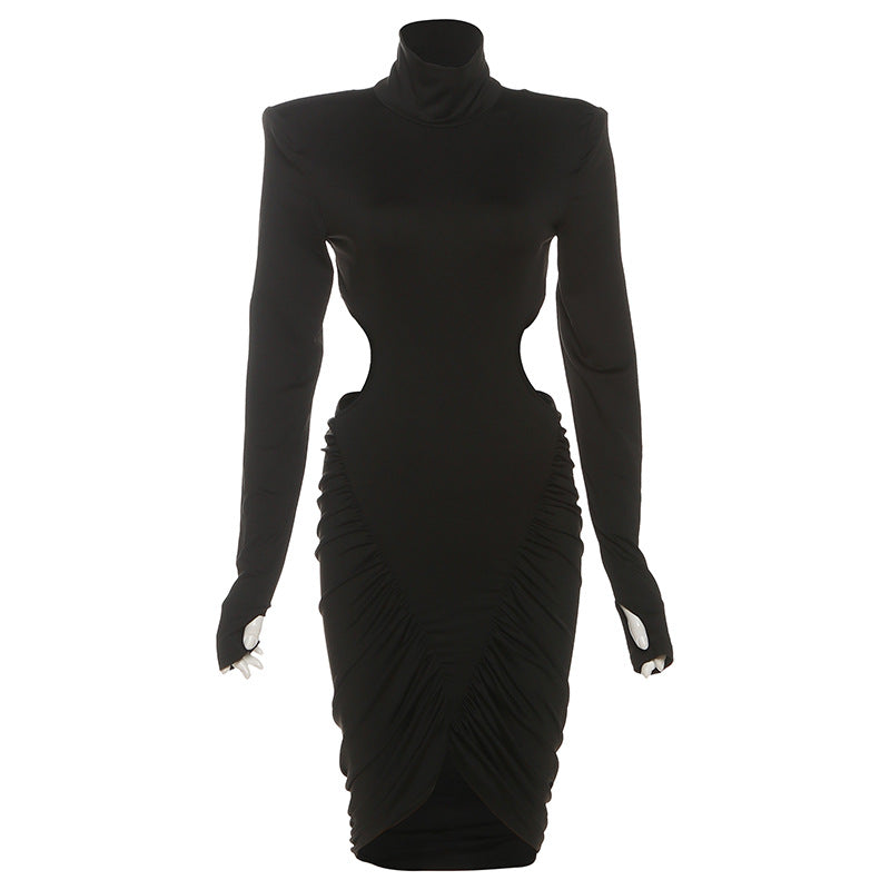 Robe Bodycon Élégante Col Montant – Manches Longues & Coupe Sculptante