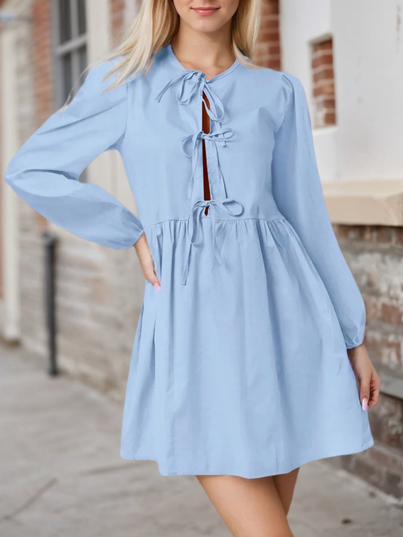 Robe courte femme manches bouffantes – coupe évasée élégante