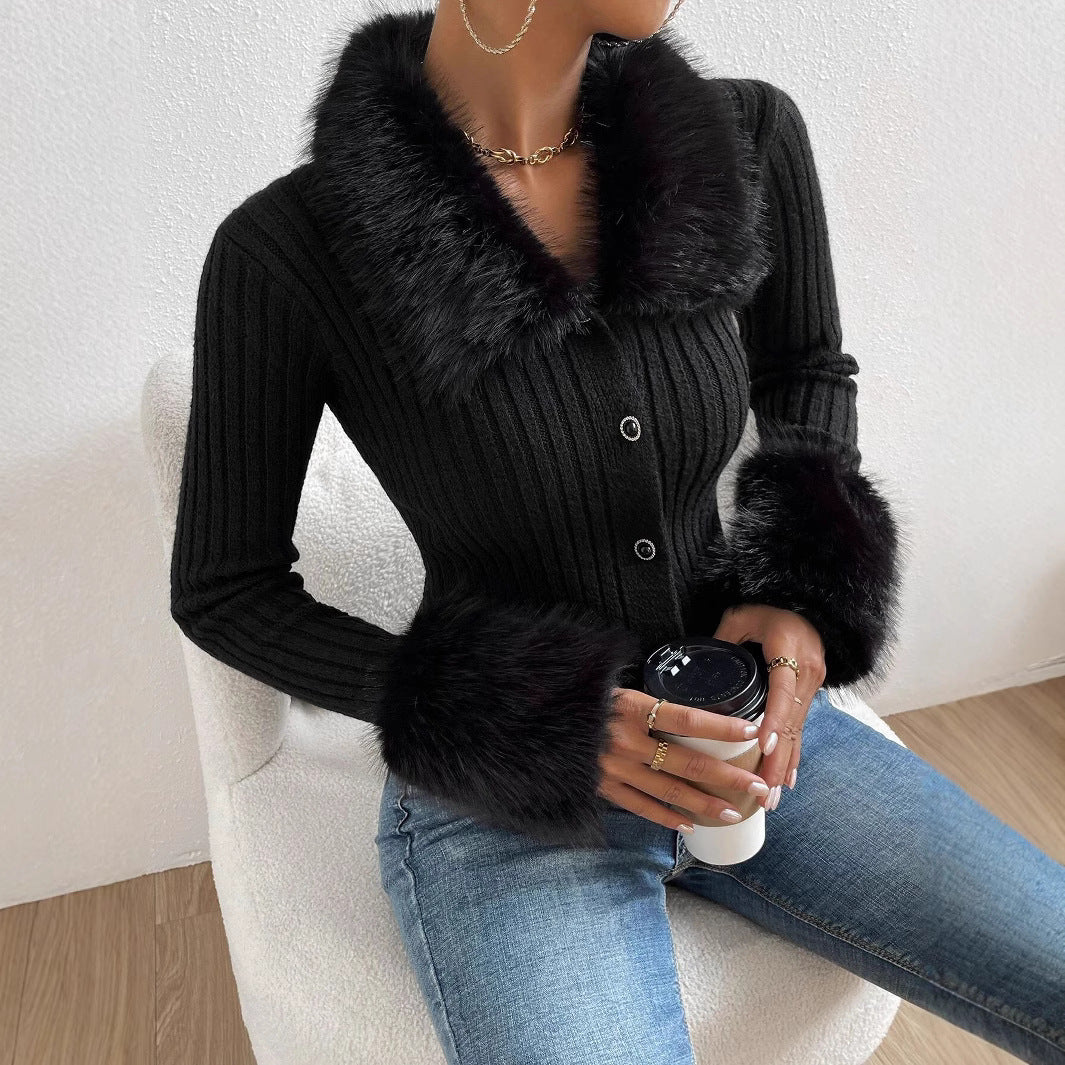 Pull femme noir ajusté manches longues