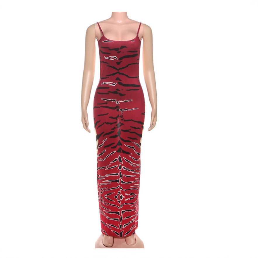 Robe Longue Moulante Dos Nu – Imprimé Unique & Style Sexy