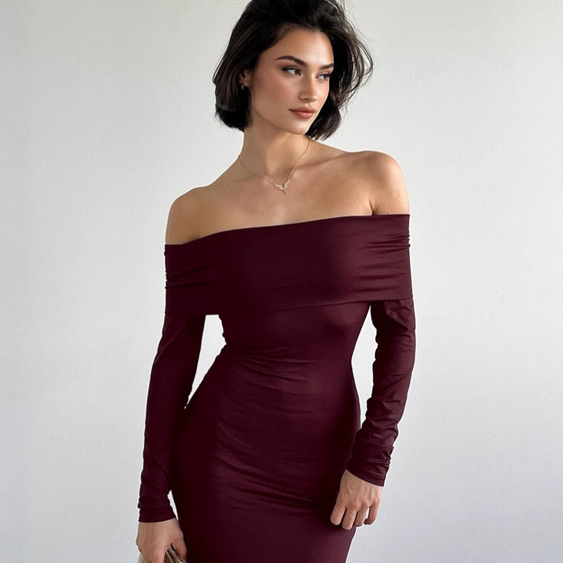 Robe Longue Élégante Épaules Dénudées – Coupe Moulante Chic
