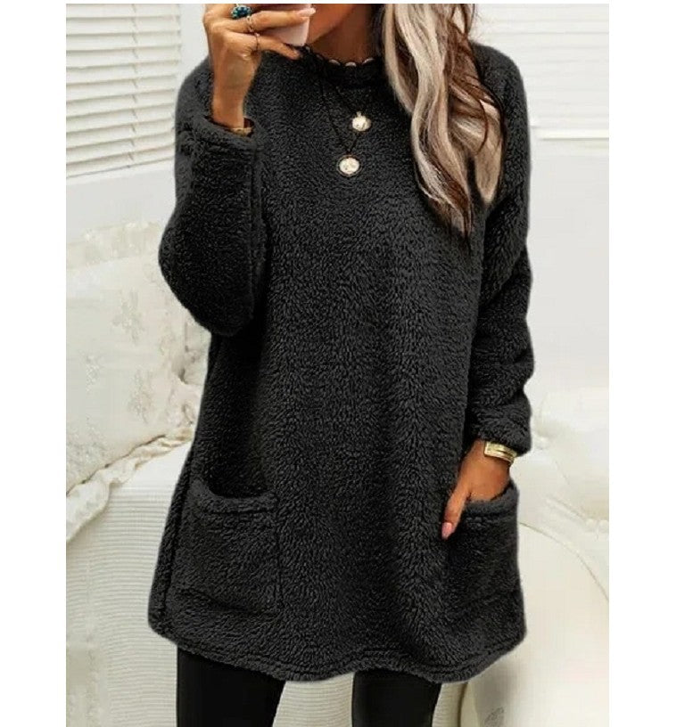 Pull Femme Polaire Long avec Poches – Chaud & Confortable