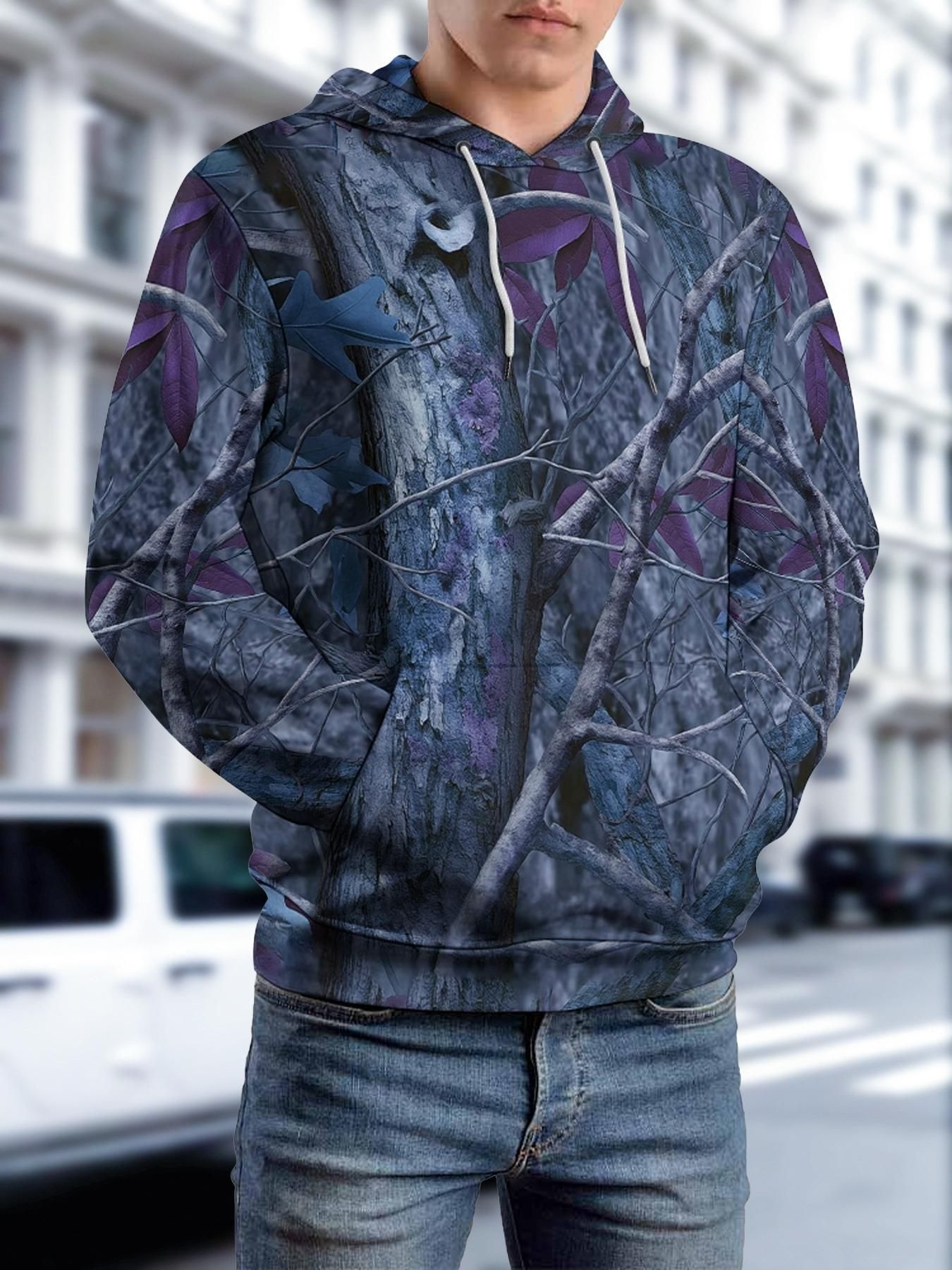 Hoodie Femme Camouflage Effet Feuilles – Sweat à Capuche Tendance