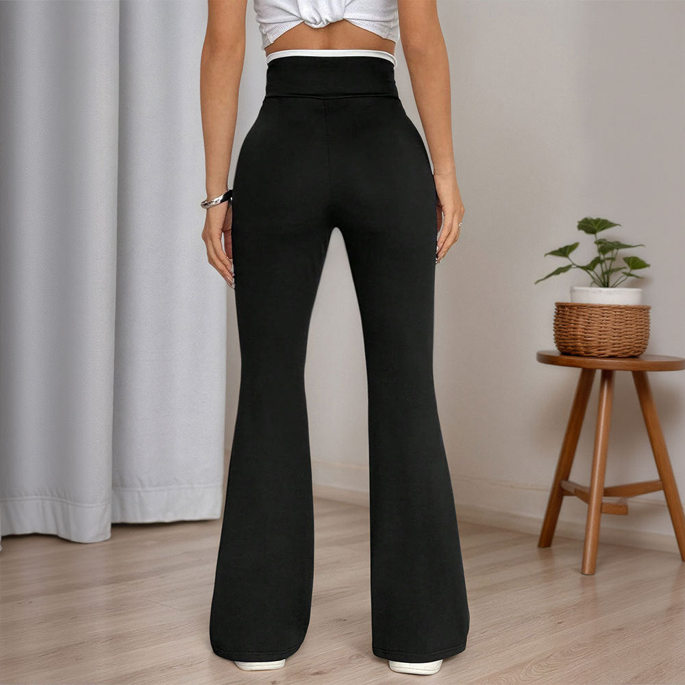 Pantalon Femme Évasé Taille Haute – Stretch Gainant & Chic