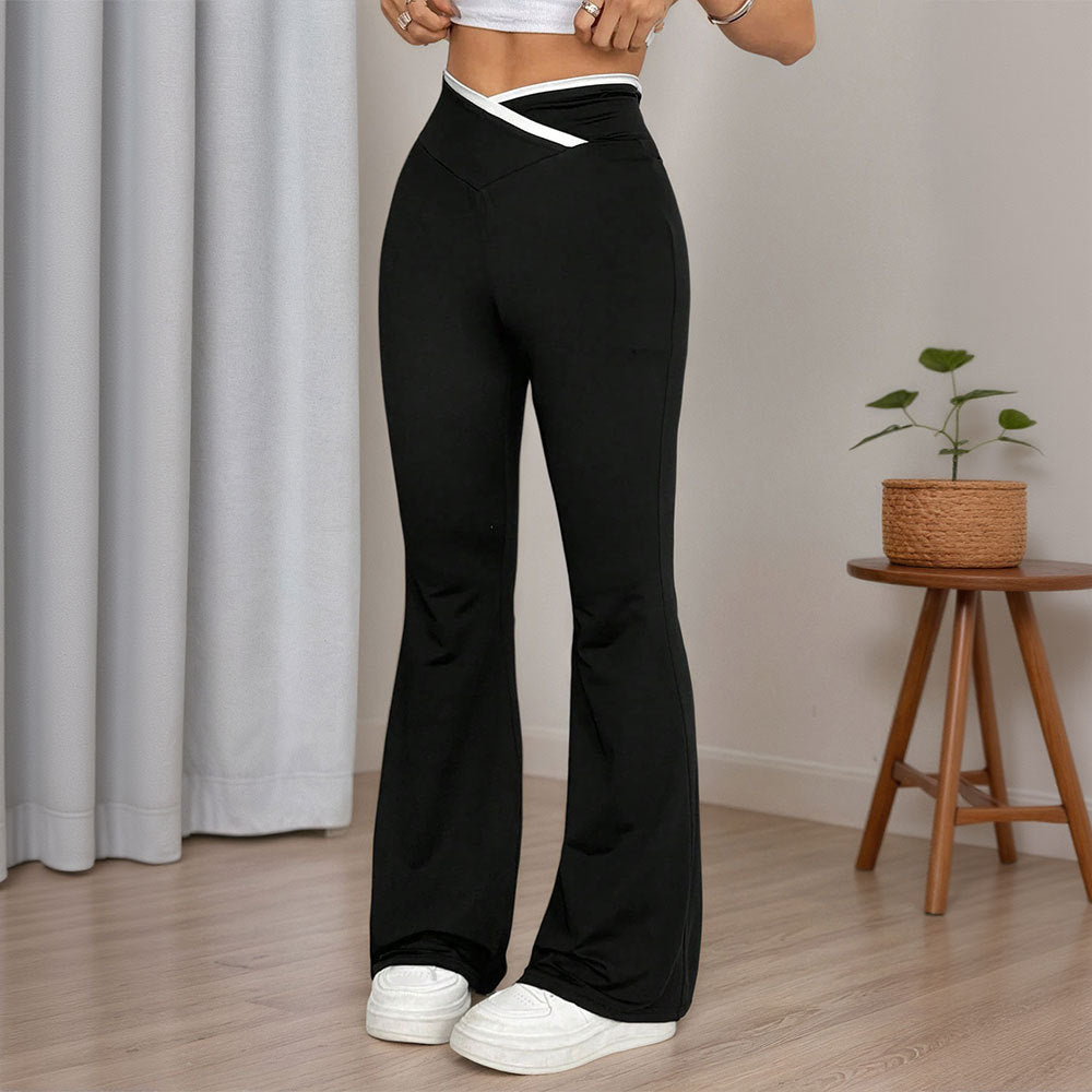 Pantalon Femme Évasé Taille Haute – Stretch Gainant & Chic