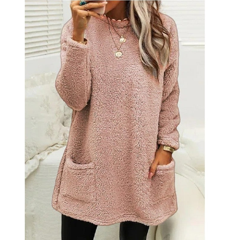 Pull Femme Polaire Long avec Poches – Chaud & Confortable